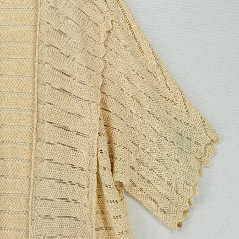 Anthropologie Guinevere Cardigan Women Medium Cream Pointelle Bohemian Cottage